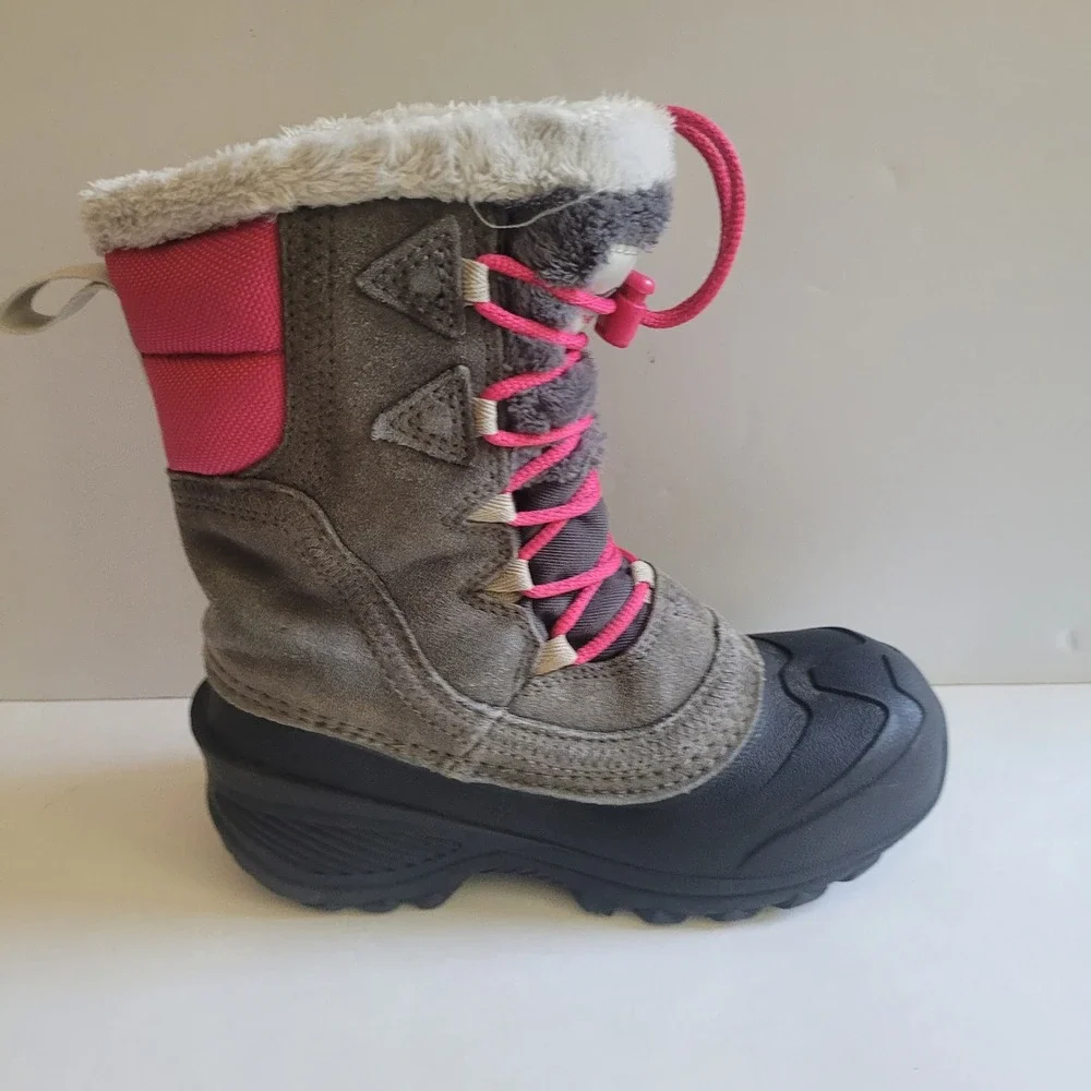 The‎ North Face Heat Seek 200 Waterproof Snow Boots Grey Pink Girls 13
